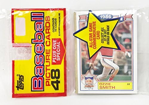 1986 לא נפתח 48 ספירה חבילת מתלה בייסבול + 1 כרטיס זיכרון של כל הכוכבים - Ozzie Smith St. Louis Cardinals