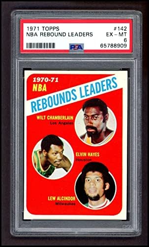 1971 Topps 142 NBA ריבאונדים מנהיגים Lew Alcindor/Wilt Chamberlain/Elvin Hayes Los Angeles/Houston/Milwaukee