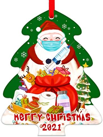 מה סימן 2021 חג המולד קישוט סנטה עם פנים מסכת חג המולד עץ קישוטי הסגר נייר טואלט קישוט 2021 מצחיק מגיפה חיסון