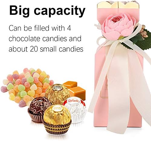 CAMIDY 25 יח 'מסיבת חתונה קופסאות טובות, קופסאות ממתקים נייר DIY עם סרטים למקלחת כלות חתונה מסיבת יום הולדת