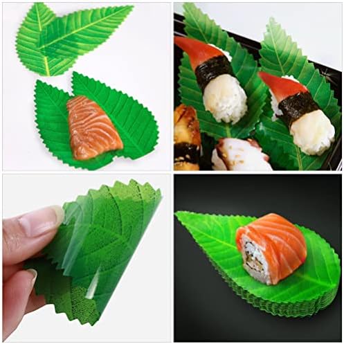 עלים מלאכותיים של המוטון קישוטי צלחת עלים מלאכותיים 400 יחידות סושי ירוק עלים מזון יפני סושי קישוט עלים דמוי