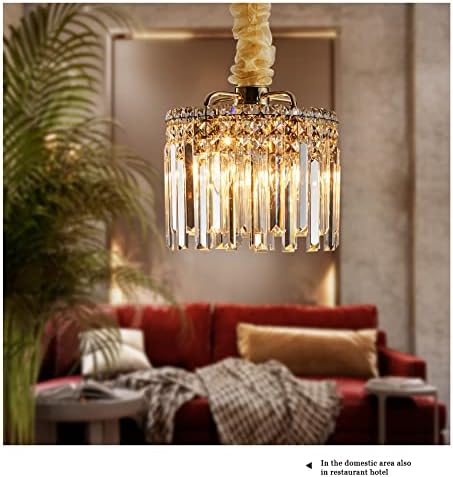 נברשות קריסטל מודרניות לחדר אוכל, מתקן תאורת תקרה של נברשת גביש זהב עם שרשרת מתכווננת, 4 אורות סומק תאורת