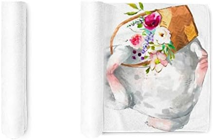 מגבות טרי מגבת פנים בד יד קריקטורה ארנבת פרחים תפאורה לאמבטיה למלון-ספא-מטען רב-תכליתי, רך, יבש במהירות 30X15 אינץ