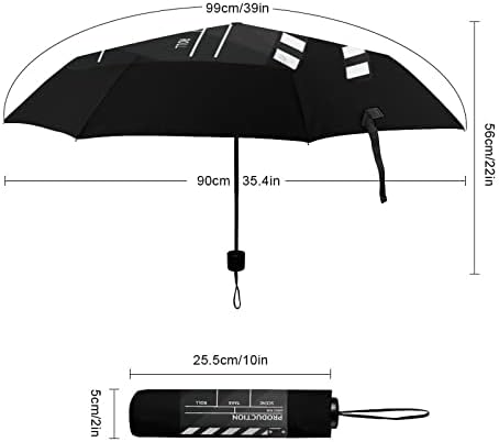 מטריית נסיעות לוח קלאפר קולנוע מטרייה מתקפלת אטומה לרוח לגשם סגירה פתוחה אוטומטית