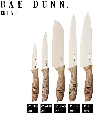 ריי דאן כל יום אוסף סט של 5 נירוסטה סכיני עם נדן-שף, קילוף, לחם, סנטוקו סכינים-