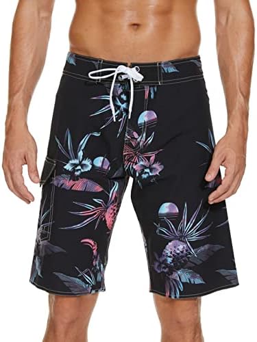 גזעי שחייה לגברים בגדי ים אלסטיים בגדי ים בגדי ים רופפים מתכווננים מכנסי גזעי שחייה הוואי מתכווננים עם כיסים