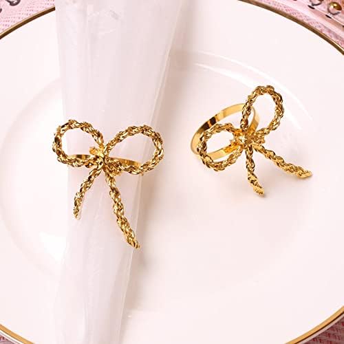 טבעות מפיות של QBodp סט של 12, מחזיקי מפיות של עניבת זהב מחזיקי מפיות ביתי שולחן מטבח עיצוב אביזרי