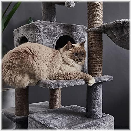 45 סנטימטרים רב-רמת חתול מגדל, חתול עץ, חתול עץ סטנד, עם ערסל & סיסל-מכוסה מגרד הודעות, 2 יוקרה דירות,