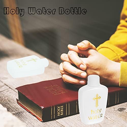ZPOYOT 40 חתיכות מיכל מים קדושים בקבוקי פלסטיק 2OZ מיכל מים קדושים מיכלים ריקים עם צלב זהב לקתולית