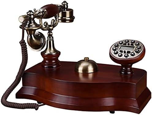 טלפון WODMB טלפון עתיק אירופאי טלפון קווי טלפון מעץ מוצק עם מזהה מתקשר, חיוג כפתורים, דיבורית