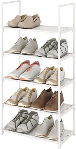 Shelaket 5 שכבות מתלה נעליים 10-12 זוגות מדף נעליים יציב, מארגן אחסון נעליים לחלל קטן, מדף נעליים עומד