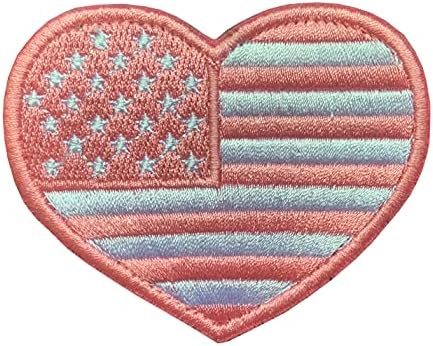 אנטריקס 2 חבילות טלאי דגל אמריקאי ורוד, אהבה ורודה צורת לב דגל אמריקאי טלאי דגל וולאה טקטי טקטי טקטי ארהב לנשים
