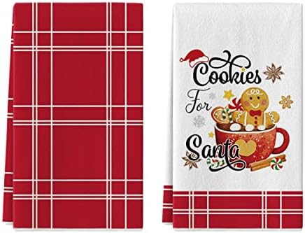 מצב ארטואידי אדום סנטה ג'ינג'רס סנאפ עוגיות מגבות מטבח לחג המולד מגבות צלחות, מגבות יד עונתיות בגודל 18x26 אינץ