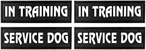 4 PCS שירות טלאי כלבים עם גיבוי וו, כלב טקטי ברתמת אימונים תגים רפלקטיביים ונשלפים, כלב שירות