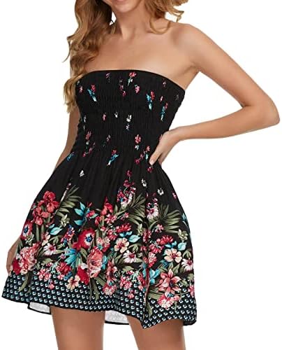 שמלה מזדמן לנשים חזה סטרפלס חוף הדפסה מזדמן נשים שמלת קיץ לעטוף בוהמי פרחוני קיץ שמלות