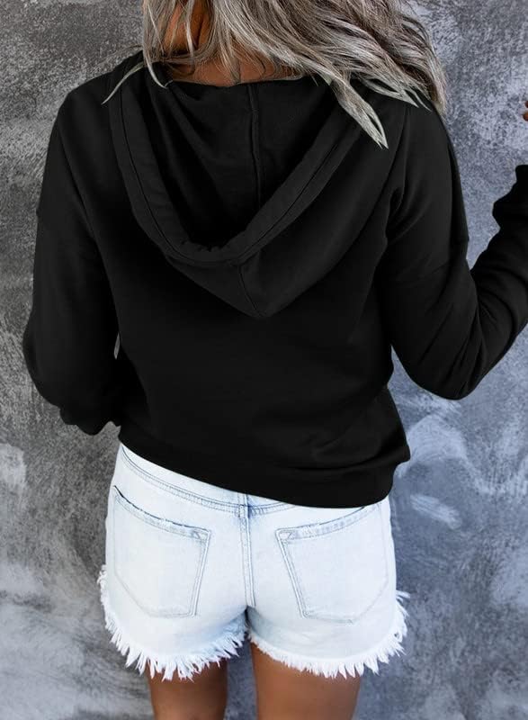 דוקוטו נשים 2023 כפתור ברדס צווארון קפוצ'ונים סוודרים סווטשירטים סווטשירטים חולצות שרוול ארוך מזדמן