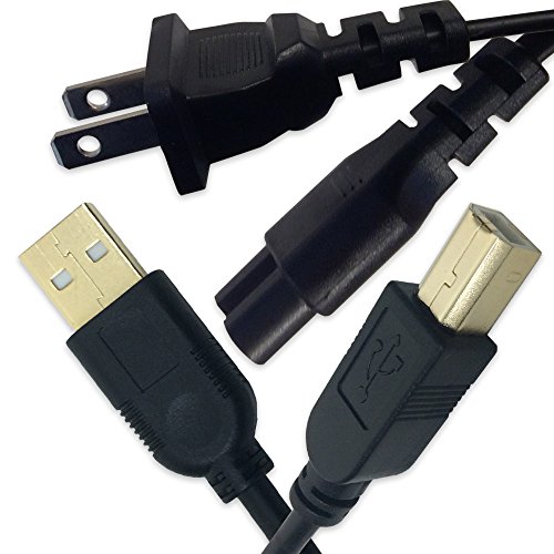 IPAX 10FT כבל USB וכבל החשמל התואמים ל- EPSON XP-420 XP-430 XP-440 XP-320 ET-2720 ET-2850 C88+ מדפסת