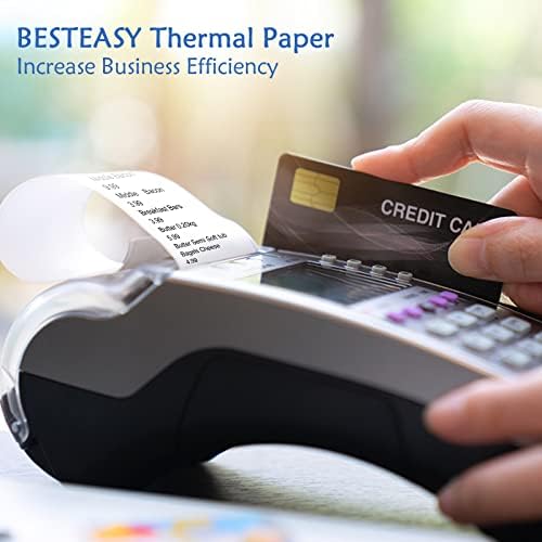 Besteasy 2-1/4 '' x 50 'גלילי נייר קבלה תרמיים - נייר כרטיסי אשראי נקודת מזומנים - נייר מדפסת תרמית