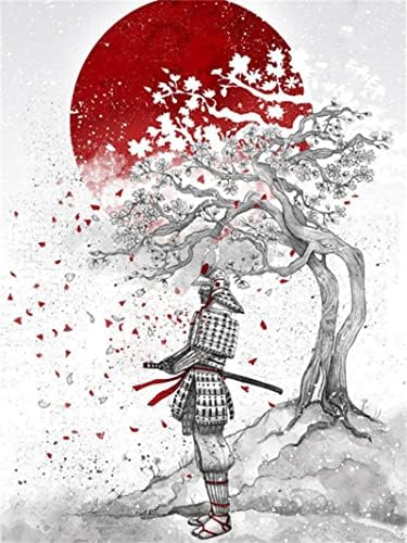 ערכות ציור יהלומים סמוראים יפניים למבוגרים/ילדים, מקדחה מלאה עגולה עם אביזרי ציור יהלומים Gem Art Paint לפי מספר,