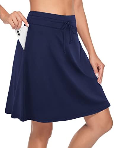 חצאית גולף לנשים של Blevonh 20 אורך הברך חצאיות חצאיות משוררות חצאיות טניס מותניים עם כיסים