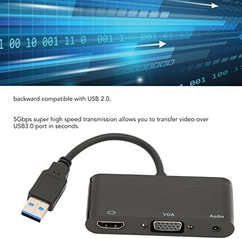 מתאם Pyhodi USB ל- VGA, USB 3.0 לממיר VGA 2 ב 1 5 ג'יגה -ביט לשנייה תואם לרוב למחשב
