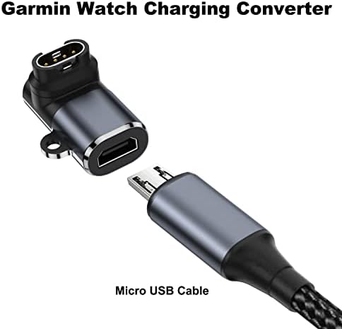 ARME זווית ימנית מיקרו מתאם USB לשעון Garmin, מטען שעון גרמין לממיר כבלים מיקרו USB עבור Garmin
