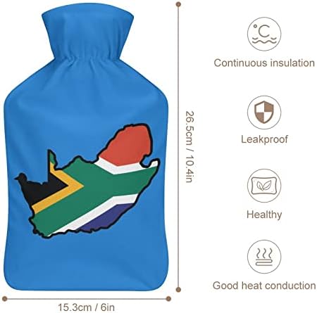 מפה של דגל דרום אפריקה בקבוק מים חמים 1000 מל עם כיסוי רך נשלף אריזה חמה נשלפת שקית הזרקת מים
