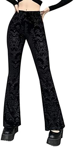 יוהוטין אופנה עמיתית מכנסי מותניים גותיים מכנסיים מזדמנים וינטג 'וינטג' נשים 4 ביולי מכנסי רגל רחבים