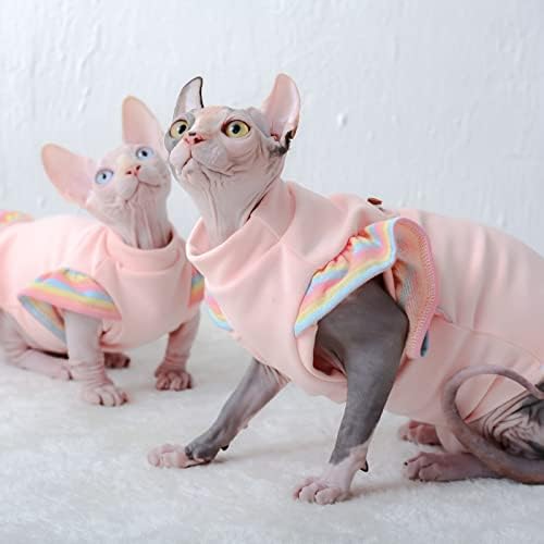 בגדי חתול חסרי שיער של Toysructin, חולצת טריקו לחתול נעימה חולצות אפוד נושמות עם שרוולי קשת קשת, חתולים
