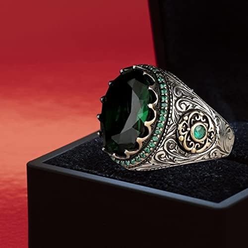 עגול ירוק זירקוניה חן חן קוקטיילים להקת טבעת לנשים, טבעות אירוסין לחתונה וינטג 'לנשים טבעת טורקית