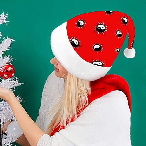 את שמש יין יאנג מצחיק חג המולד כובע סנטה קלאוס כובעי קצר קטיפה עם לבן חפתים עבור חג המולד חג מסיבת