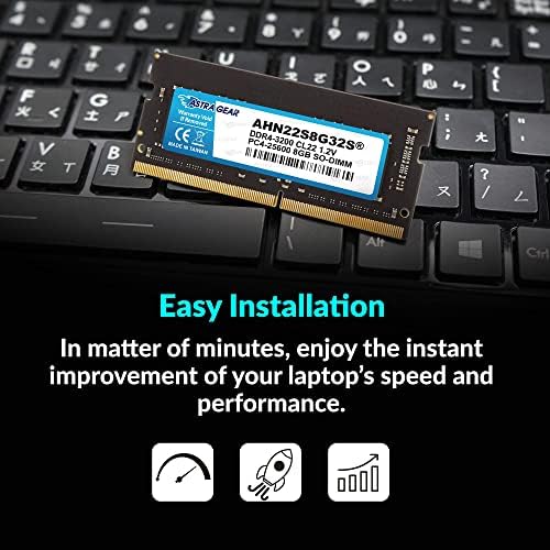 Astra-Gear 8GB 3200MHz DDR4 שדרוג SO-DIMM ללא ECC ללא ECC לזיכרון מחשב נייד זיכרון מחשב נייד