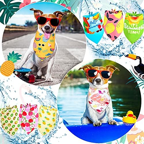 20 חתיכות קיץ כלב בנדנות הוואי סגנון כלב בנדנות רחיץ פירות כלב בנדנות משולש כלב ליקוק לחיות מחמד צעיף