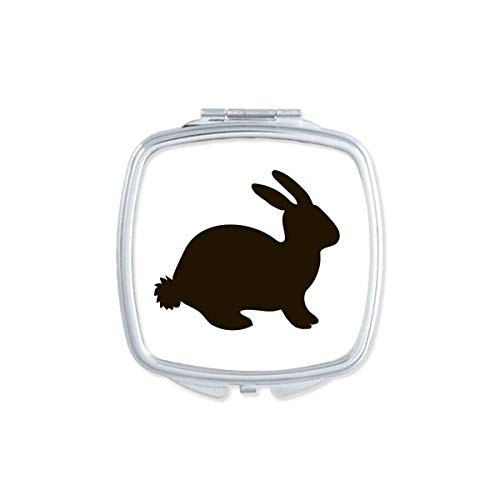 שחור ארנבת בעלי החיים תיאור מראה נייד קומפקטי כיס איפור כפול צדדי זכוכית