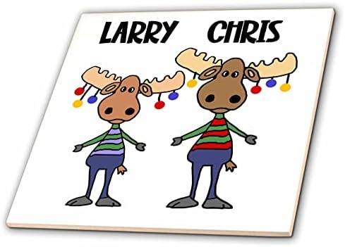 3 ורוד מצחיק חמוד לארי וכריס מוס חג שמח משחק מילים קריקטורה-אריחים