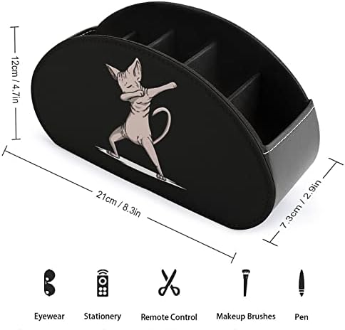 מצחיק מספיג ספינקס חתול טלוויזיה שלט רחוק מחזיק עם 5 תאים עור מפוצל ארגונית שולחן נושא כלים תיבת אחסון