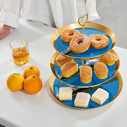 ציור שמן מחזיק עוגות 3 שכבות, עמדת קינוחים, מגדל קאפקייקס למסיבת תה שרת מזנון יום הולדת לחתונה