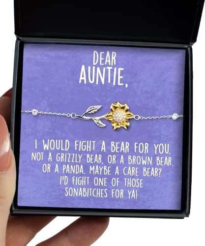 דודה, דודה צמיד תכשיטים הודעת תיבת תכשיטים 925 מכסף זהב מעורר השראה העידוד כרטיס יום הולדת יום הולדת חג
