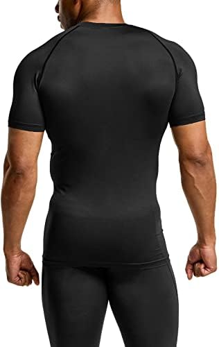 TSLA 1 או 3 חבילות UPF 50+ מהירות מהירות של חולצות דחיסה של שרוול קצר יבש, חולצת אימון אתלטית,