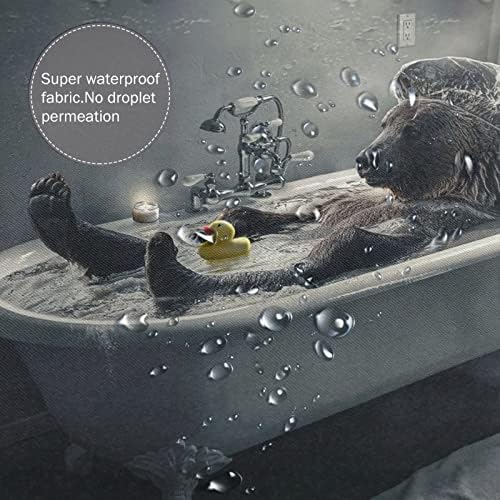 וילון מקלחת דוב מצחיק וילון מקלחת אמבטיה דוב חמוד עם ווילדים אטום מים אטום למים וילון עיצוב אמבטיה חיה 60x72 אינץ