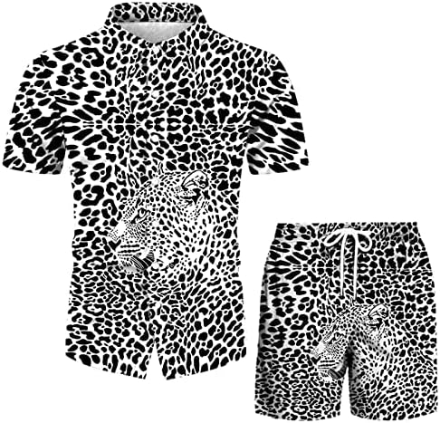 תלבושות אימוניות 2 חלקים לגברים שרוול קצר חולצה פרחונית בהוואי ותפאורות קצרות