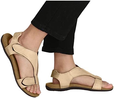 סנדלים לנשים בקיץ עקב שטוח עקב נעליים בצבע אחיד נעלי סנדלי אבזרי אבזם וולקרו