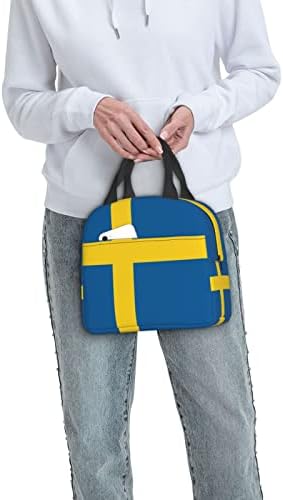 שוודיה דגל שקית אוכל נשים קטן שקיות קרירה מבודד הצהריים תיבת עבור נוער בנות גברים של קופסת אוכל לעבודה תיק