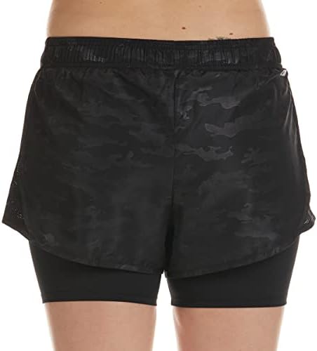 RBX מיקרופייבר לנשים המריצות מכנסיים קצרים עם מכנסי דחיסה רשת שחורים L