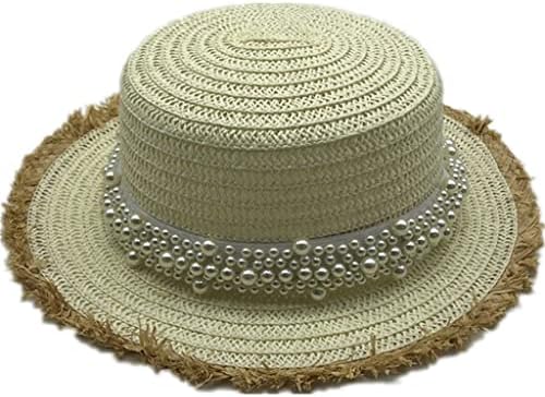 לרכוש ראש שטוח קש כובע קיץ אביב נשים של טיול כובעי פנאי פרל חוף שמש כובעי שחור אופנה פרח ילדה כובע