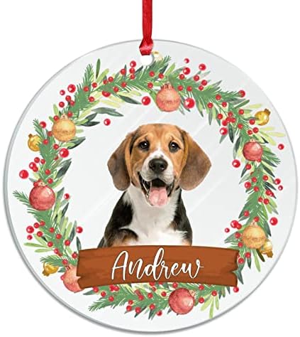 אישית כלב חג המולד זר ברור עגול אקריליק חג המולד קישוט כלב מאהב חג הווה קישוט עץ חג המולד מתנות מזכרת למשפחה