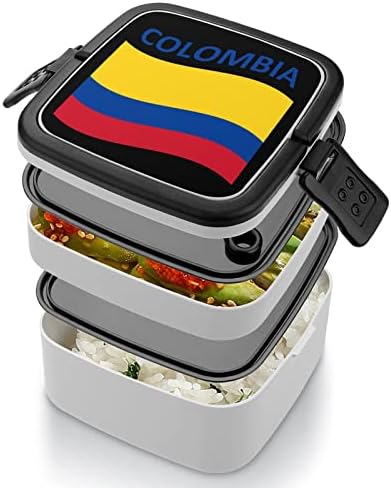 דגל של קולומביה הדפיס את הכל בקופסת בנטו אחת מיכל ארוחת צהריים למבוגרים עם כף לבית ספר/עבודה/פיקניק