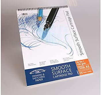 Winsor & Newton: Spiral Spiral Cartridge: 150GSM: חלק: 25 גיליונות: A3