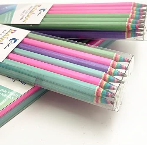 Lofir 36PCs עפרונות נייר קשת קשת חמודים עץ ופלסטיק נייר ממוחזר קשת קשת מס '2 HB עפרונות לבתי