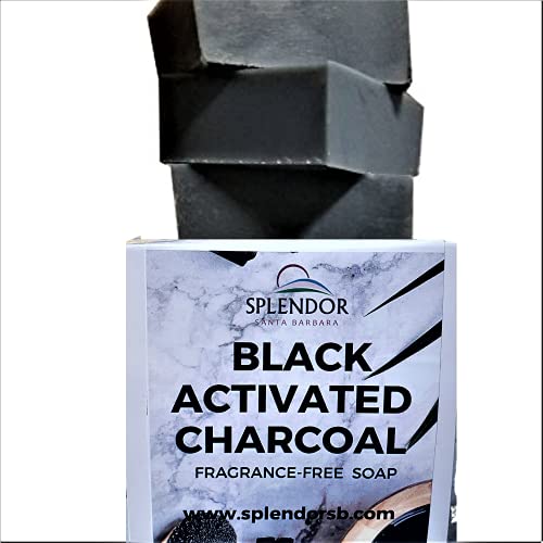 פאר שחור הופעל פחם סבון ברים ללא בישום, טבעי קוקוס שמן-אקנה, ריח, בעבודת יד, טבעוני, לחות לעור רגיש